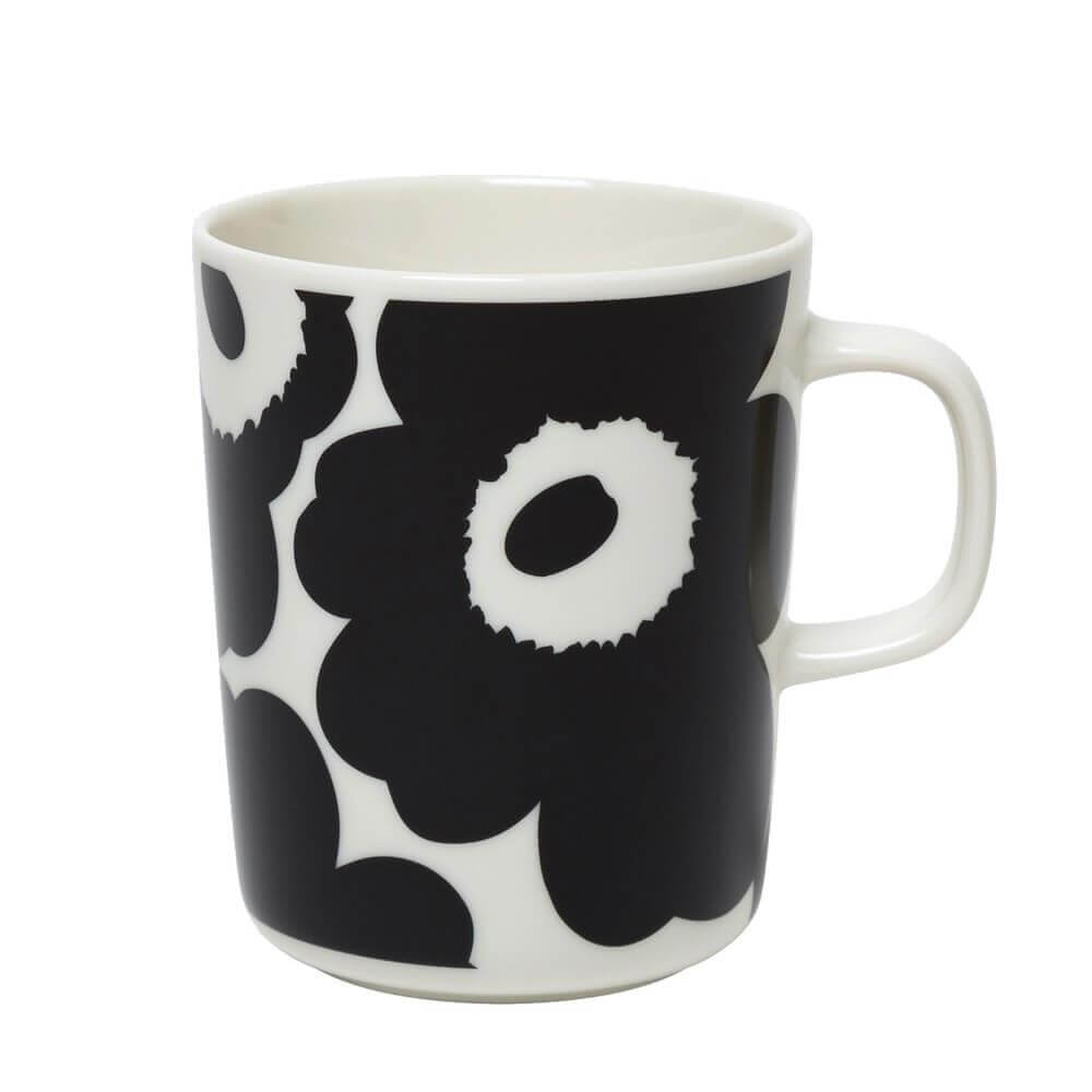 Marimekko Oiva / Unikko Black and White Poppy Mug 250ml